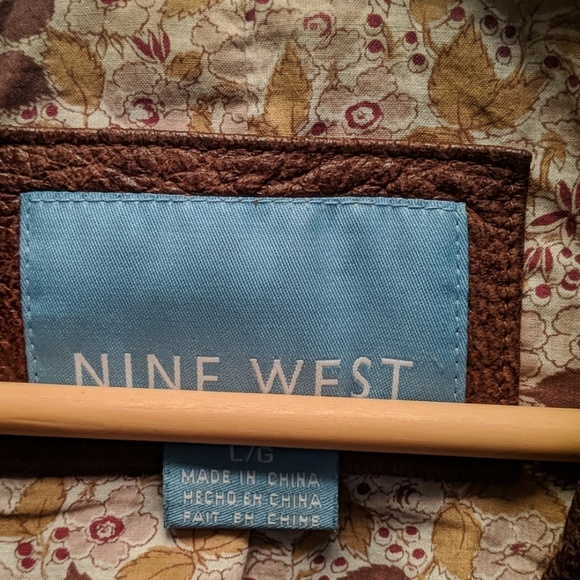 Nine West 3 Button Brown Leather Jacket - Picture 3 of 5